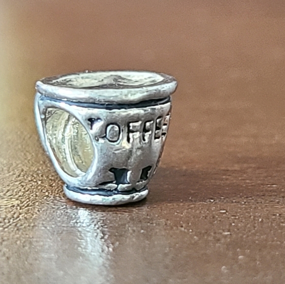 Coffee Cup Silver Bead Charm 925 - Picture 2 of 4